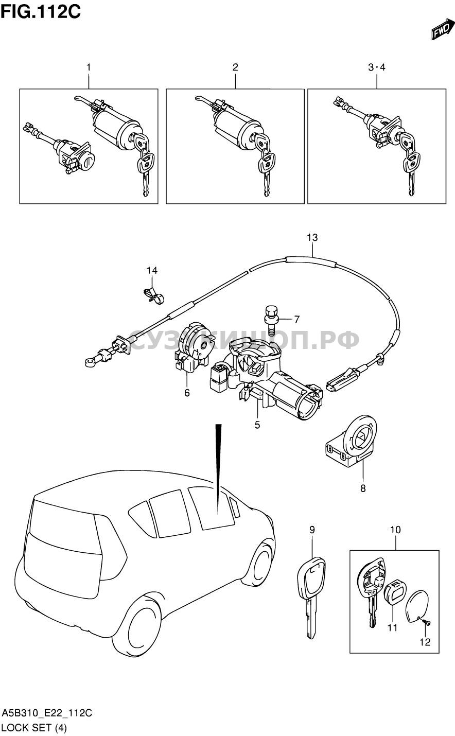 КОМПЛЕКТ ЗАМКА ((TYPE 3,4):N/KEYLESS START)