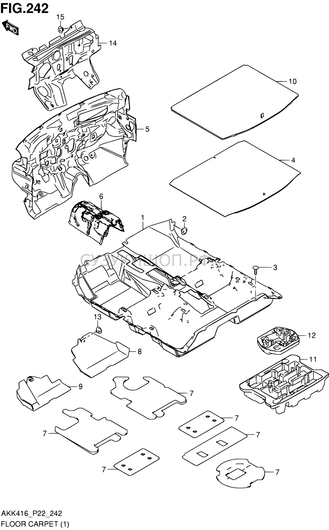 КОВРИК САЛОНА (LHD:M16A)